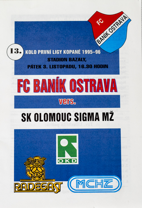 Program FC Banik Ostrava vs. SIGMA OLOMOUC , 1995