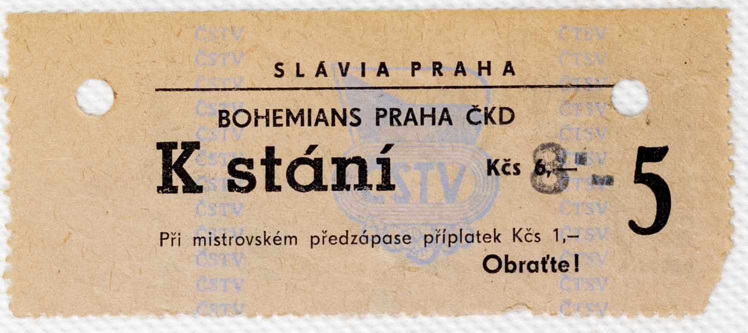 Vstupenka fotbal SK Slavia Praha vs. Bohemians ČKD Praha