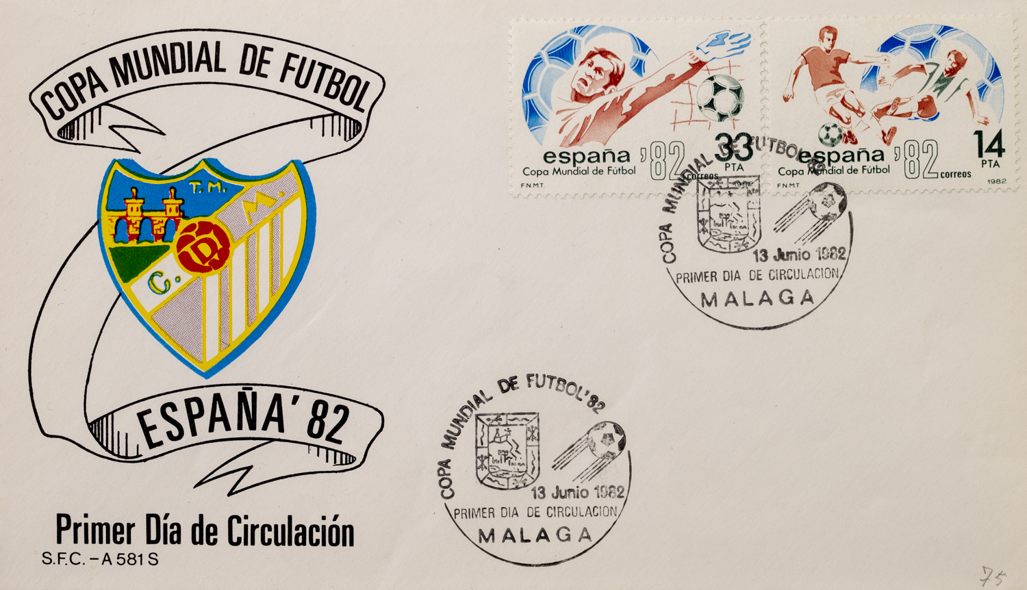 FDC Copa Mundial de Futbol, Espana, C.D. Malaga, 1982