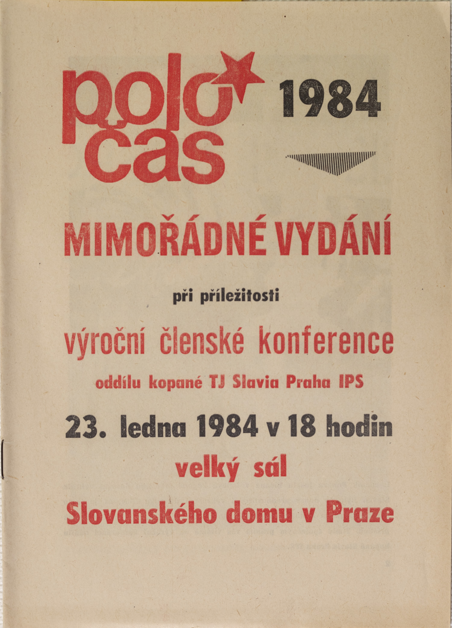 POLOČAS SLAVIA - mimořádné vydání 1984