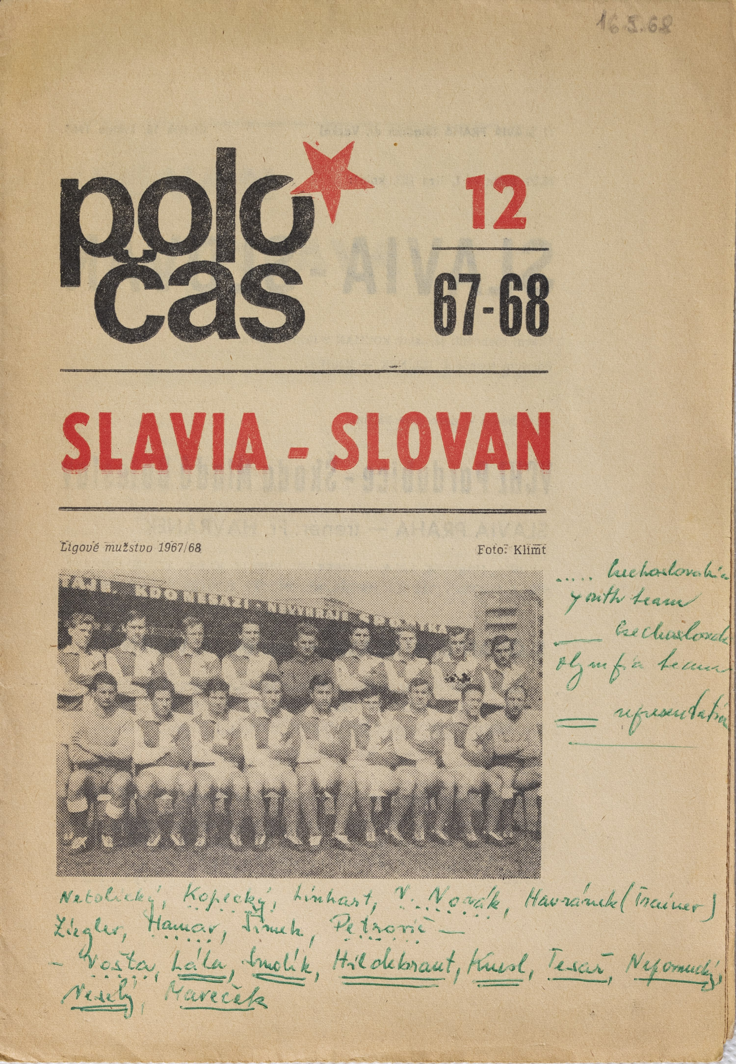POLOČAS SLAVIA vs. SLOVAN, 1967 68