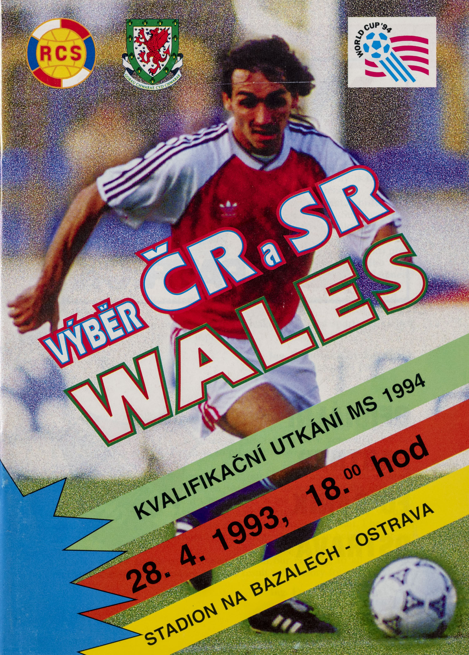 Program výběr ČR a SR vs. Wales, 1993
