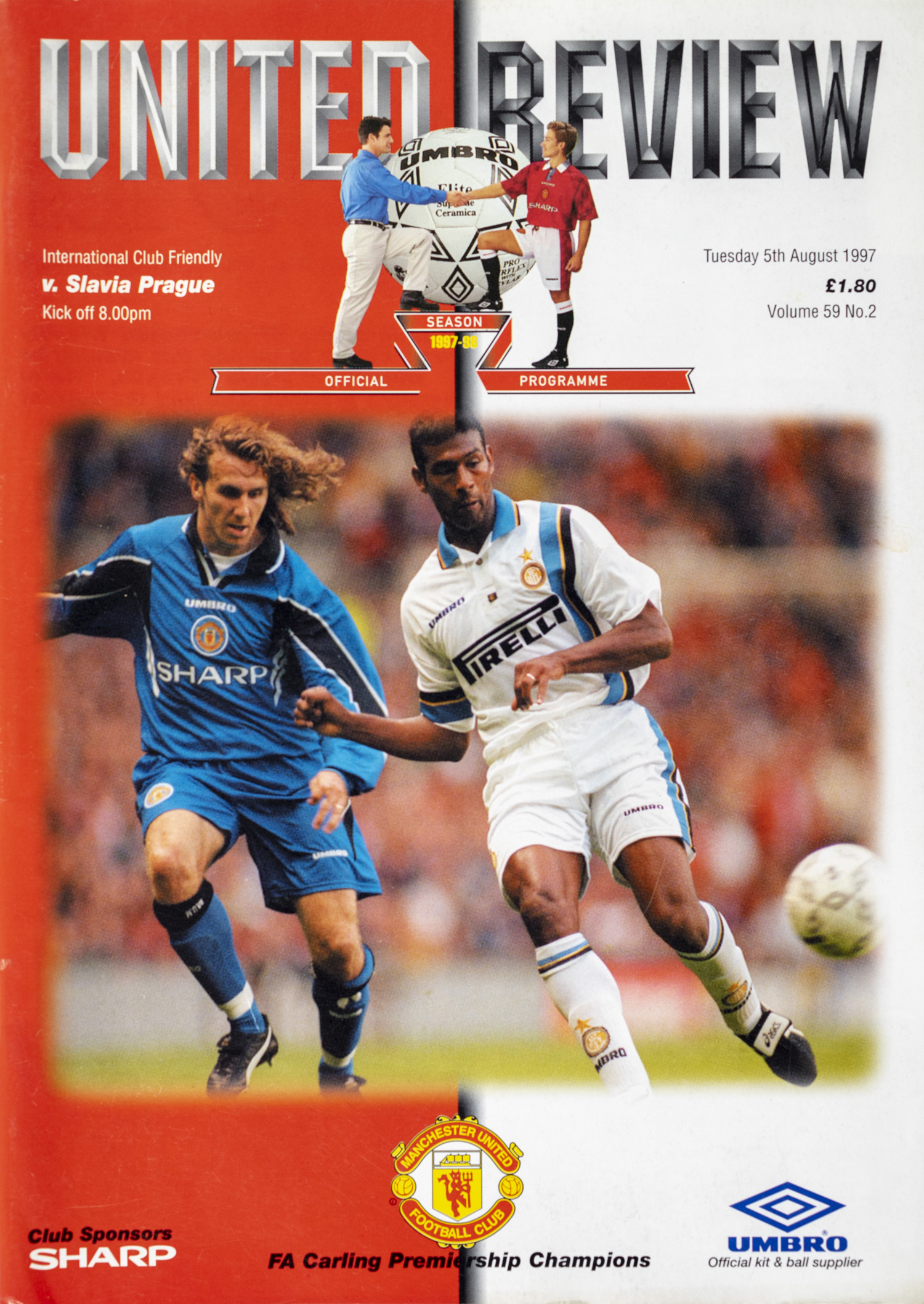 Program fotbal, Manchester United vs Slavia Praha, friendly, 1997