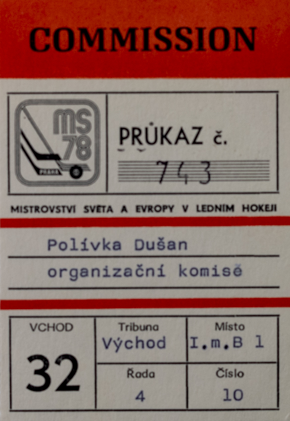 Průkaz , MS hokej Praha, 1978