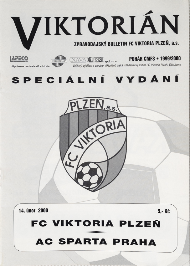 Program - FK Viktoria Plzeň v. AC Sparta Praha, Pohár ČMFS, 2000