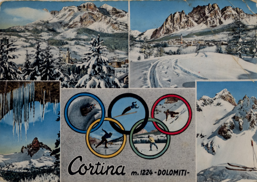 Pohlednice stadión, Cortina, Dolomiti.