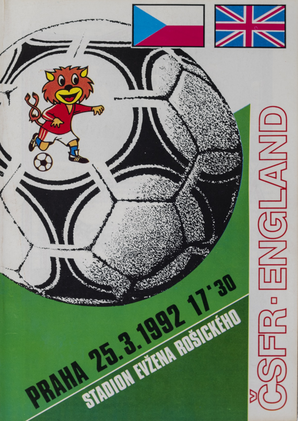 Program fotbal ČSFR vs. ENGLAND, 1992