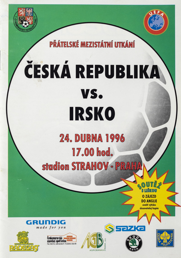 Program fotbal , ČR v. Irsko, 1996