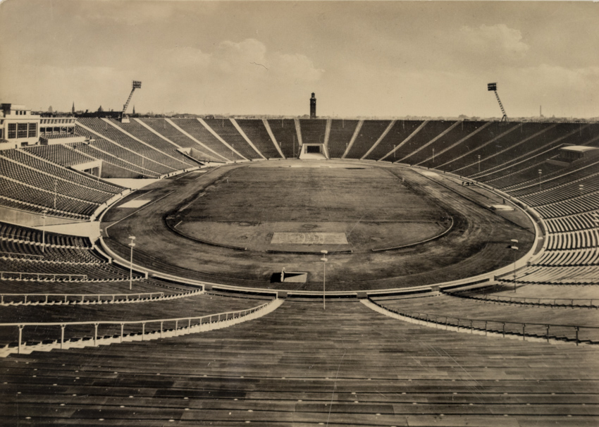 Pohlednice stadión, Leipzig, 1956