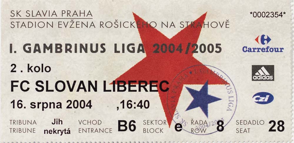 Vstupenka fotbal, SK Slavia Praha v. FC Slovan Liberec, 2004