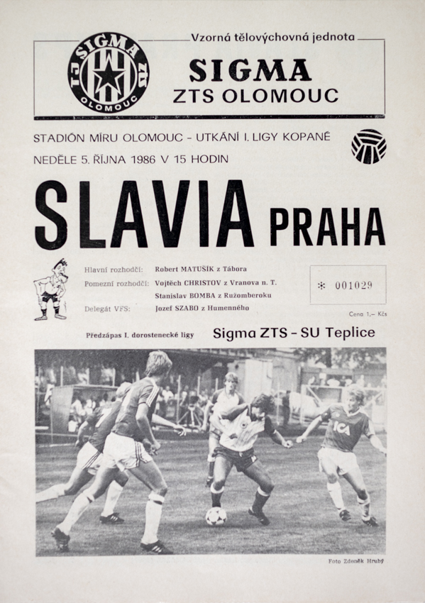 Program Sigma ZTS Olomouc v. Slavia Praha, 1986