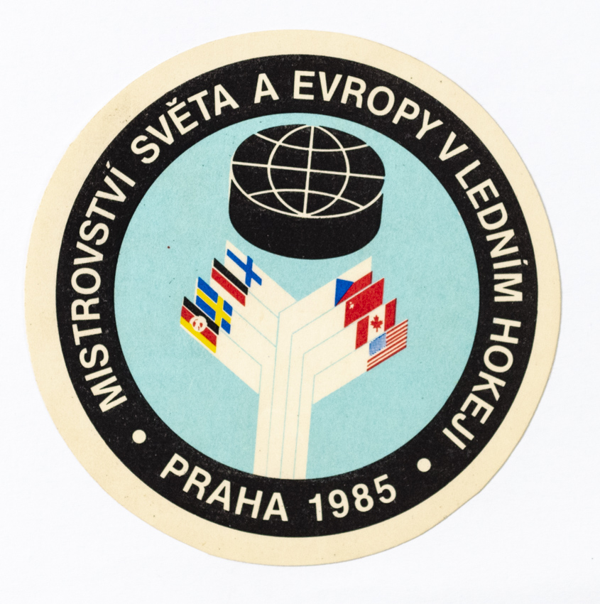 Samolepka 1985, MS Hokej Praha , logo MS