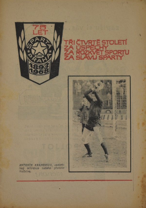 Program fotbal, SPARTA- 75 let, 1893-1968