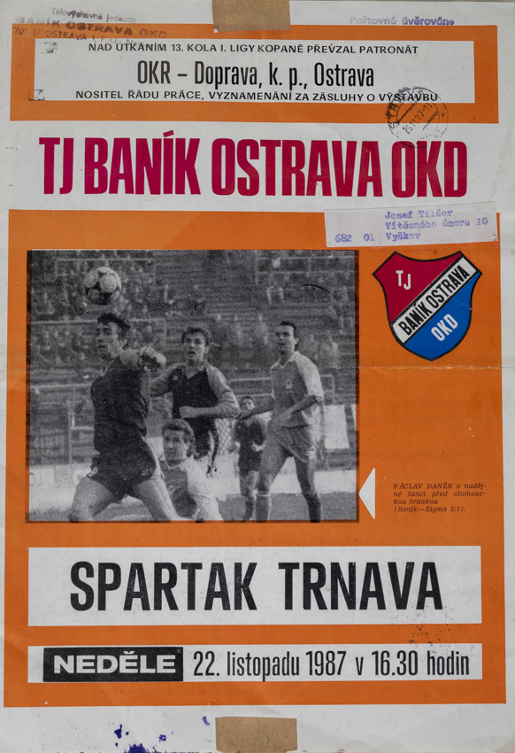 Program FC Banik Ostrava vs. Spartak Trnava, 1987