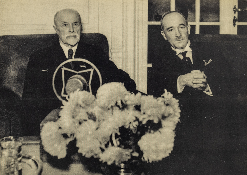 Pohlednice - T.G.M s E. Benešem v Lánech 1935