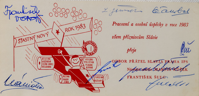 PF 83 Odbor přátel TJ Slavia Praha IPS, autogramy