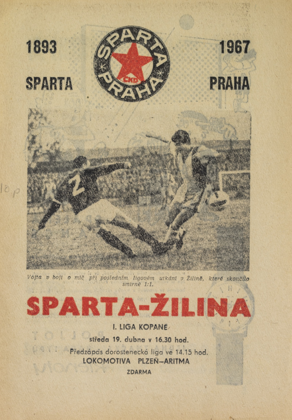 Program fotbal, SPARTA- Žilina, 1967