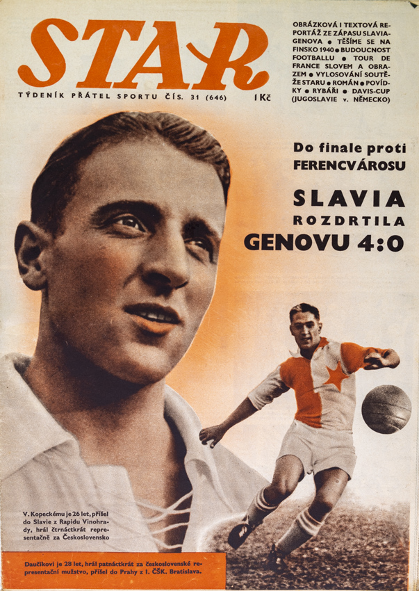 Časopis STAR, Vlasta Kopecký, Slavia rozdrtila Genovu 4:0, Č. 31 (646), 1938