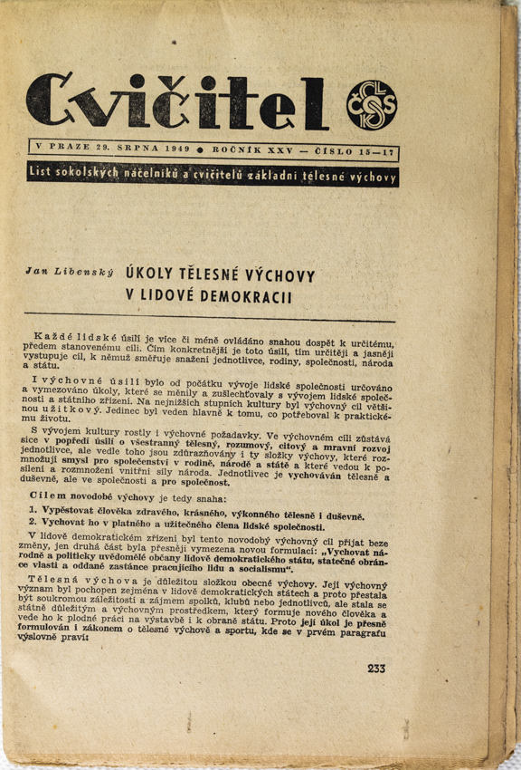 Sokol, Cvičitel, Ročník XXV, Číslo 23, 1949