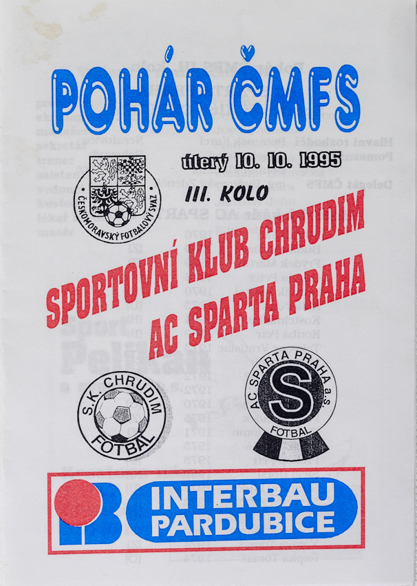 Program SK Chrudim v. AC Sparta Praha, 1995