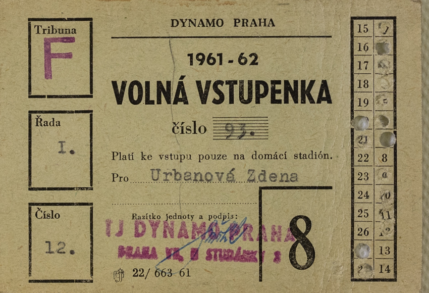 Stálá vstupenka klubu Dynamo Praha ( S.K.SLAVIA PRAHA ) na sezonu 1961 62