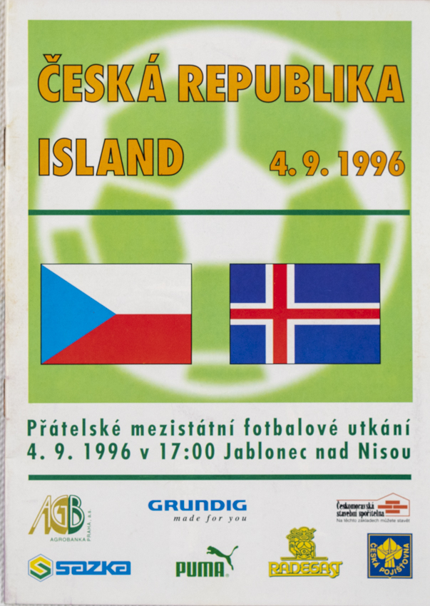 Program fotbal, ČR v. Island, 1996