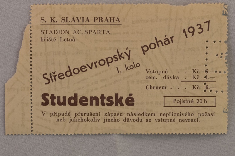 Vstupenka fotbal Středoevropský pohár S.K. Slavia Praha