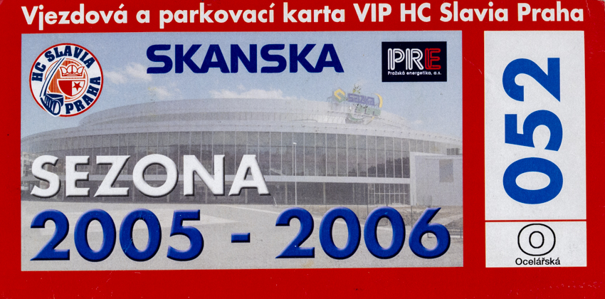 Parkovací karta VIP, HC Slavia Praha, sezona 2005/2006