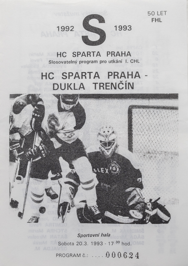 Program hokej, HC Sparta Praha vs. Dukla Trenčín, 1993