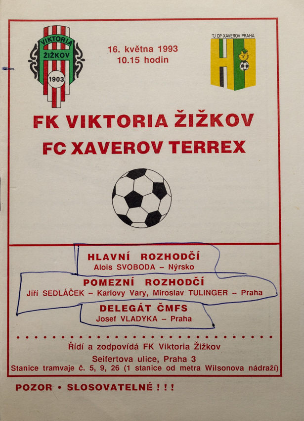 Program - FK Viktoria Žižkov vs. FC Xaverov Terrex, 1993