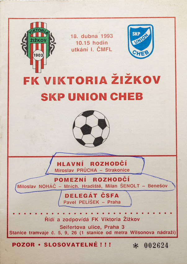 Program - FK Viktoria Žižkov vs. SKP Union Cheb, 1992 93