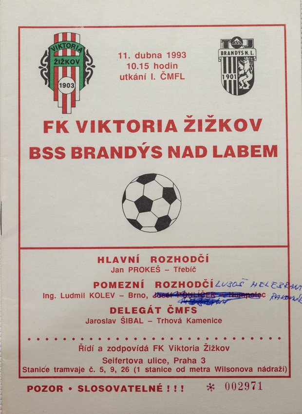 Program - FK Viktoria Žižkov vs. BSS Brandýs N. Labem, 1993