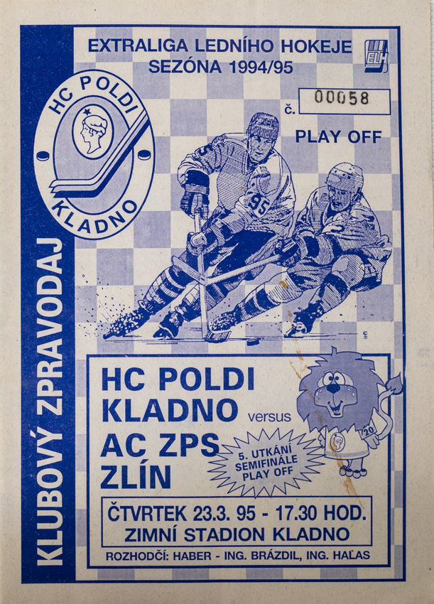 Program hokej, Zlín v. HC Kladno, 1995