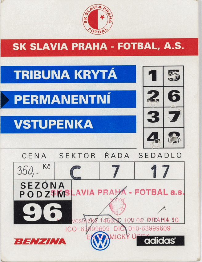Permanentní vstupenka SK Slavia Praha, Podzim 1996