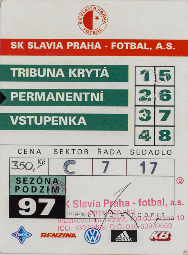 Permanentní vstupenka SK Slavia Praha, Podzim 1997