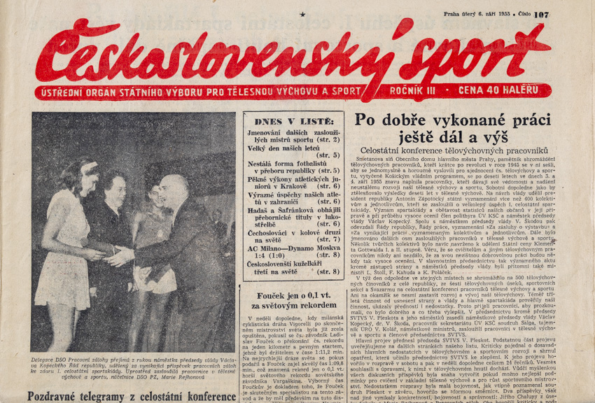 Noviny Československý sport, 107/1955
