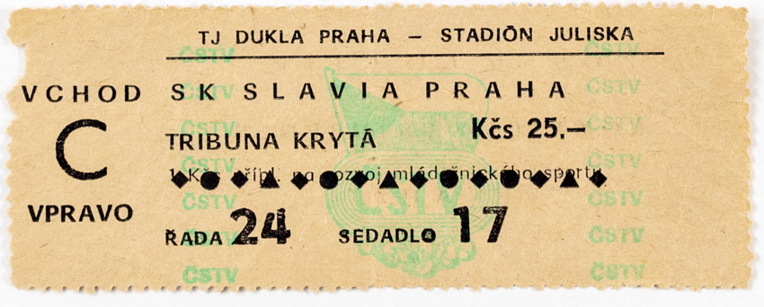 Vstupenka fotbal, Dukla Praha v. SK Slavia Praha