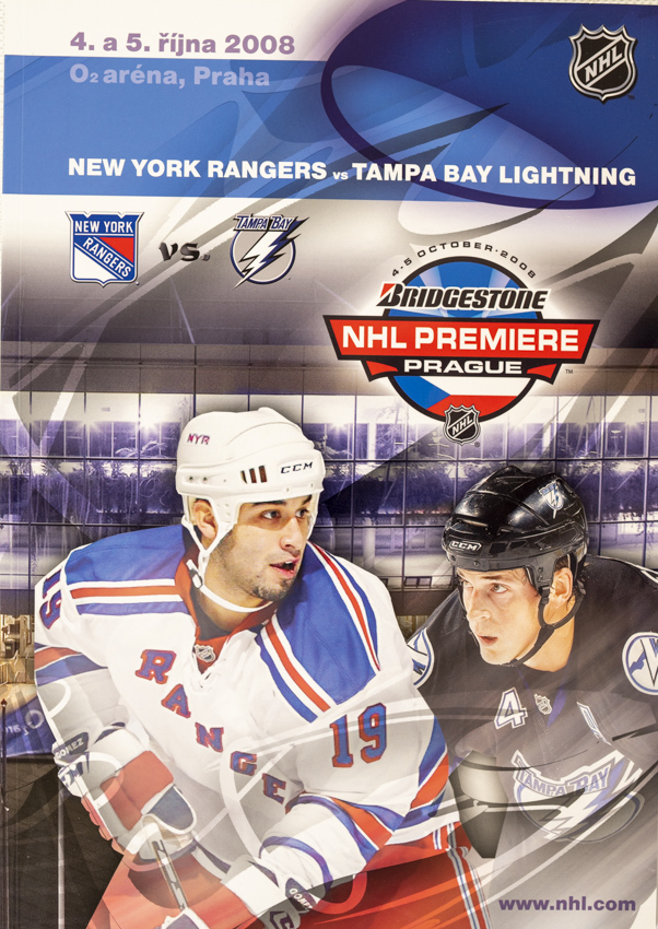 Official Program NHL Prague Premiere, NY Rangers v. TB Lightning, 2008