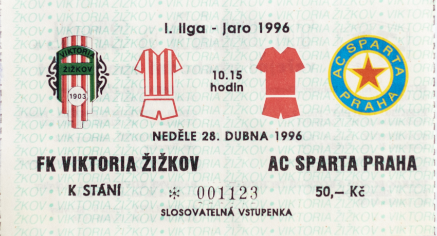 Vstupenka , FK Viktoria Žižkov v. Sparta Praha, 1996