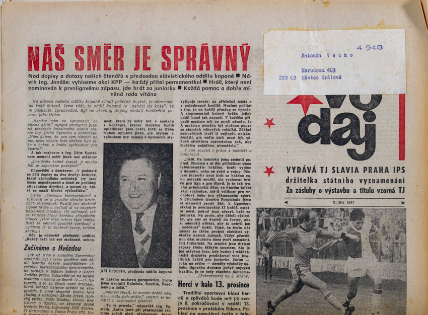 Zpravodaj TJ Slavia Praha Říjen 1987