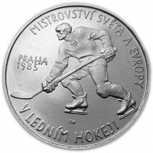 Stříbrná mince 1985 - MS v ledním hokeji, Praha