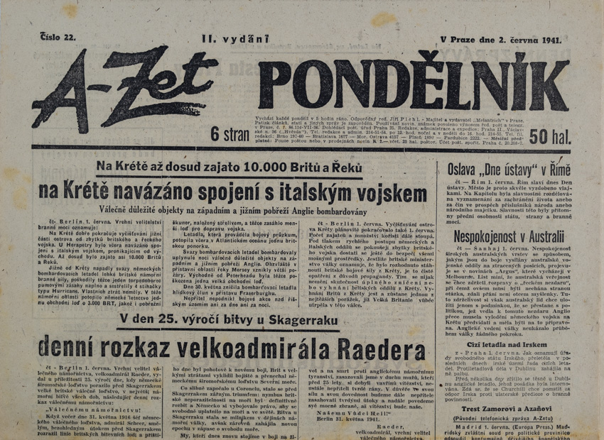 Noviny, A- Zet - Pondělník, č. 22, 1941 (II. vydání)