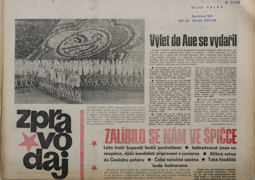 Zpravodaj TJ Slavia Praha, Srpen 1985