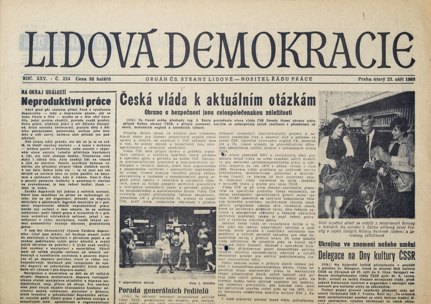Noviny Lidová demokracie, č. 224, 1969
