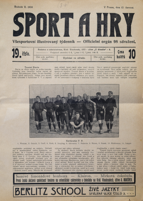 Noviny Sport a Hry, č. 19, Karlsruher F.V. v Slavia, 1906