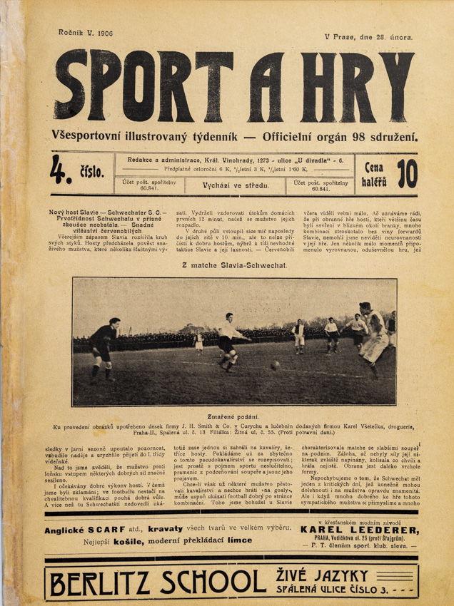 Noviny Sport a Hry, č. 4, Slavia-Schwechat, 1906
