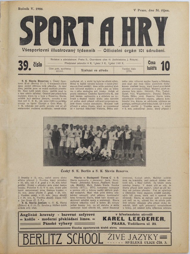 Noviny Sport a Hry, č. 39, Slavia-Český SK Berlín, 1906