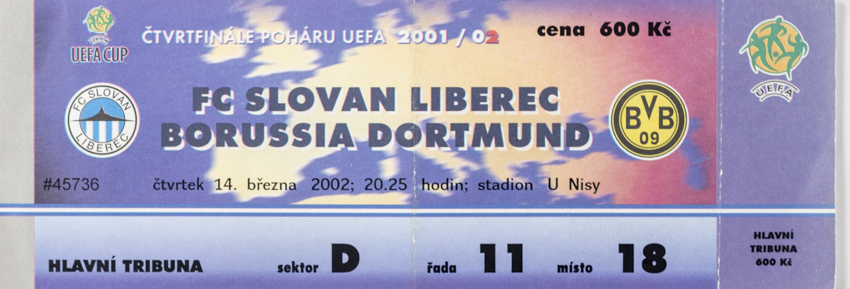 Vstupenka UEFA, Slovam Liberec v. Borussia Dortmund, 2002