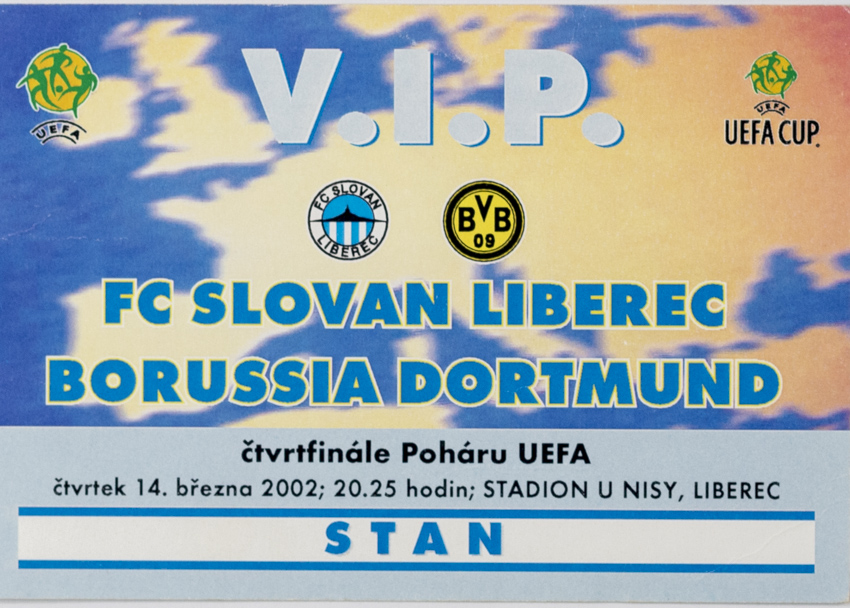 Vstupenka VIP UEFA QF, Liberec v Borussia Dortmund, 2002