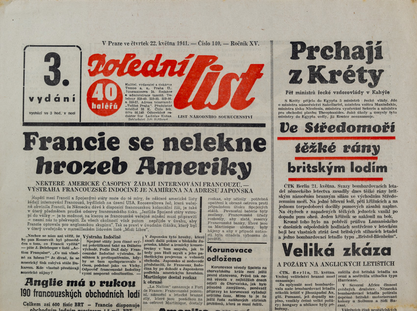 Noviny, Polední list, III. vydání, 140/1941